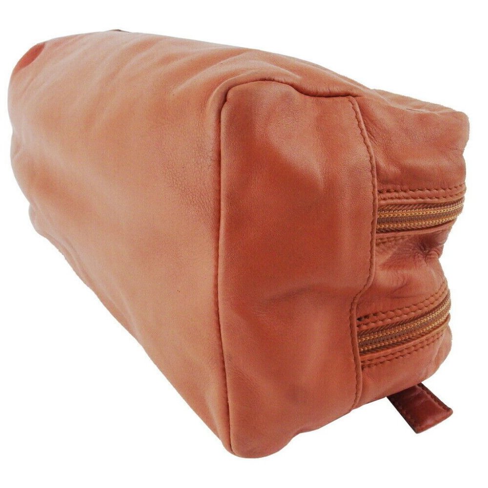 PRADA Clutch Bag Triangle Logo Leather Authentic - Picture 5 of 10